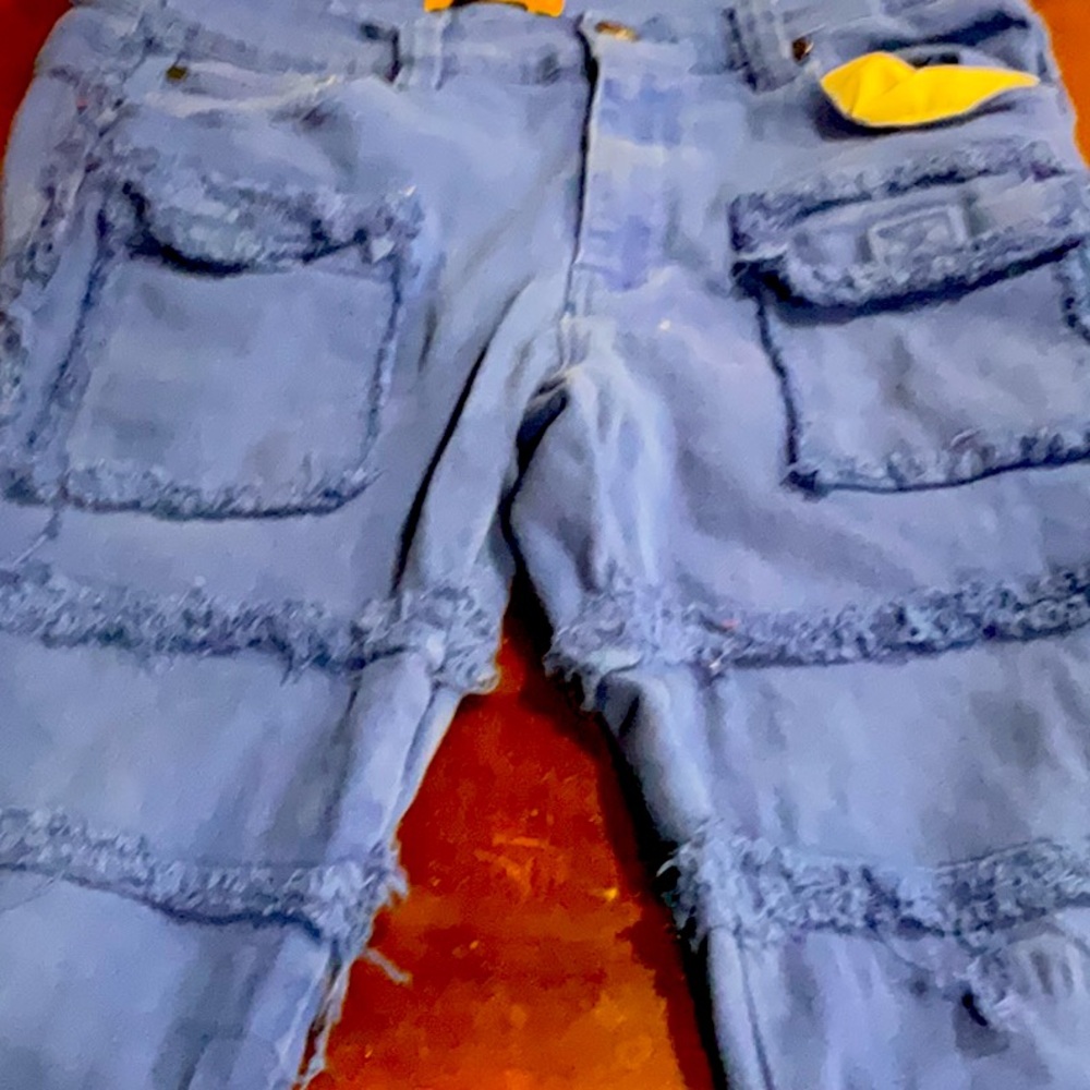 Stack blue jeans
